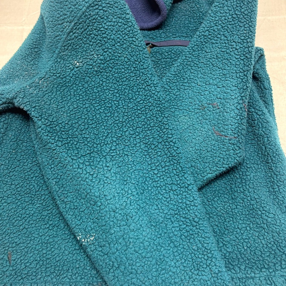 LL Bean USA made fleece quarter zip vintage 90s teal colorway - Picture 6 of 10